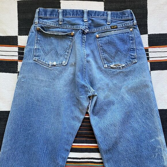 Vintage Wrangler Distressed 100% Cotton Jeans. USA. 31/34. Workwear. Western. - Picture 5 of 15